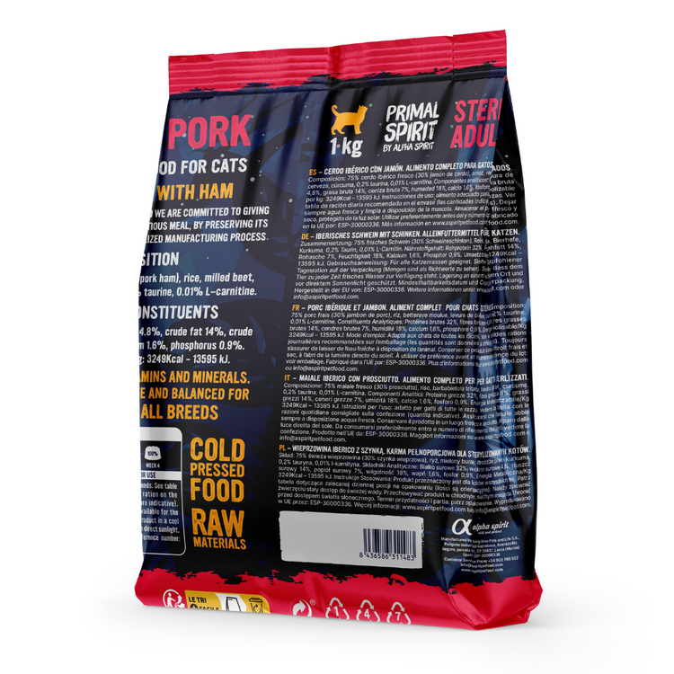 Iberian Pork Complete Dry Cat Food for Sterilised Cats (1kg)